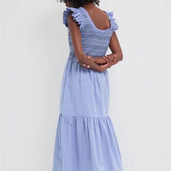 Tuckernuck POMANDER PLACE Seersucker Smocked Maxine Dress Blue Sz XL NEW - Picture 3 of 15